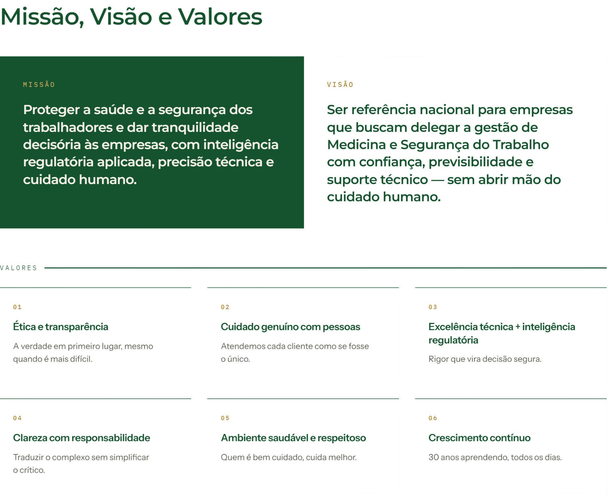 Imagem descrevendo as missões, visões e valores da DBS