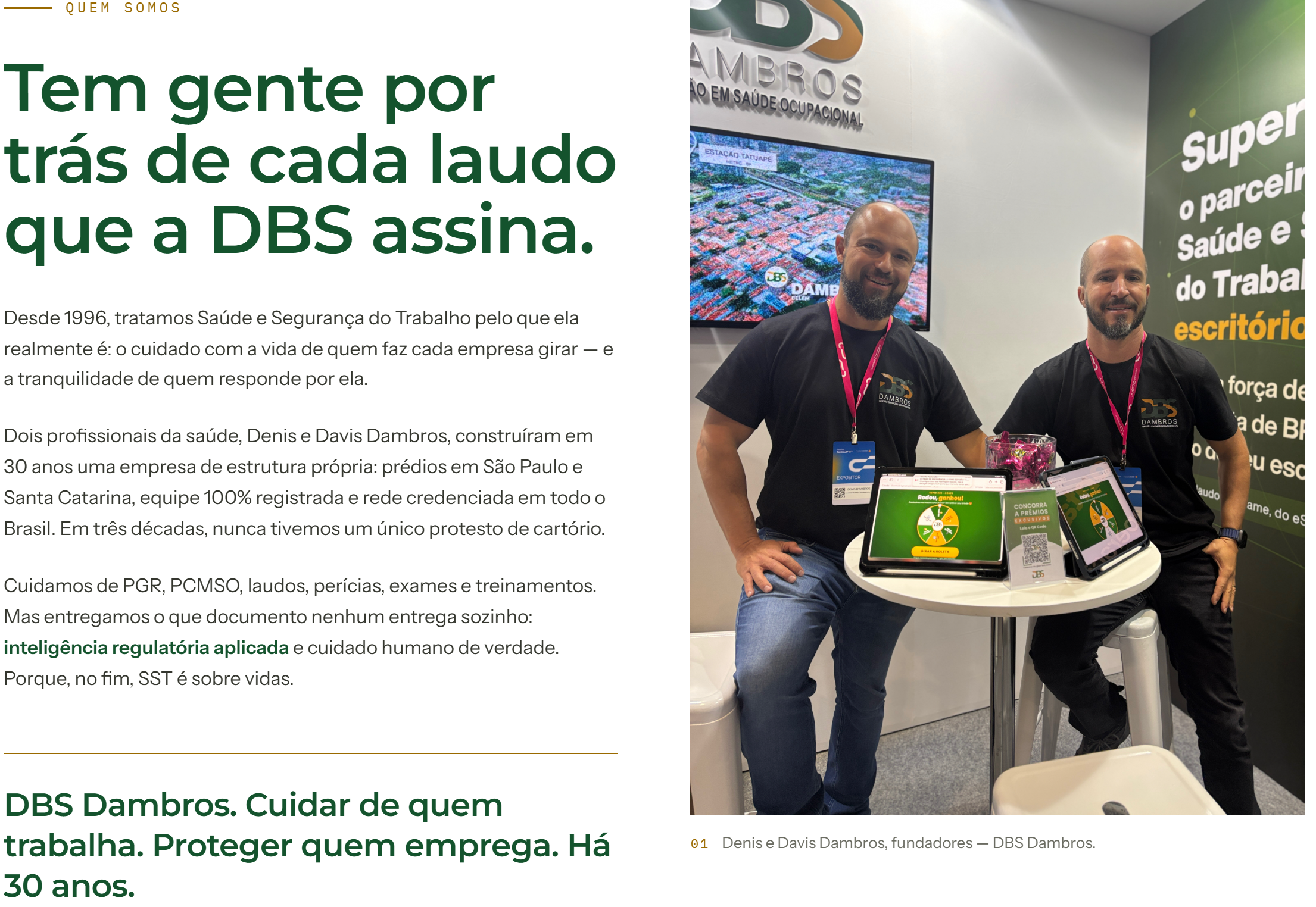 Imagem contendo informações de quem é a DBS